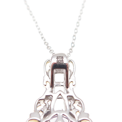 Chuck Clemency Sterling 2-Tone Real Tanzanite & White Topaz Chain Necklace 20"