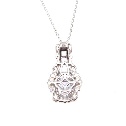 Chuck Clemency Sterling 2-Tone Real Tanzanite & White Topaz Chain Necklace 20"
