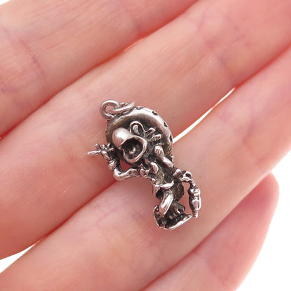925 Sterling Silver Antique Art Deco Panchito Pistoles Oxidized 3D Charm Pendant