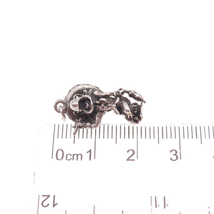 925 Sterling Silver Antique Art Deco Panchito Pistoles Oxidized 3D Charm Pendant