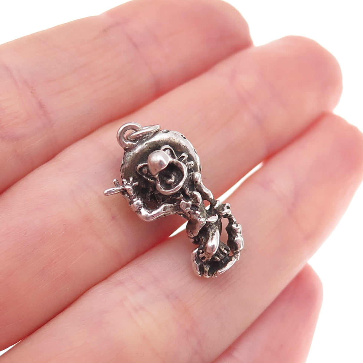 925 Sterling Silver Antique Art Deco Panchito Pistoles Oxidized 3D Charm Pendant