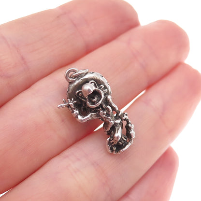 925 Sterling Silver Antique Art Deco Panchito Pistoles Oxidized 3D Charm Pendant