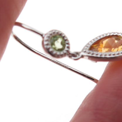 925 Sterling Silver Mexico Real Citrine & Peridot Dangle Earrings