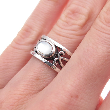 Mark Wasserman Samara 925 Sterling Silver Vintage Real MOP Band Ring Size 6.5