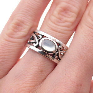 Mark Wasserman Samara 925 Sterling Silver Vintage Real MOP Band Ring Size 6.5