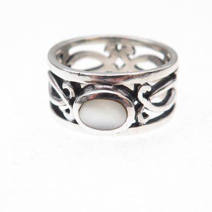 Mark Wasserman Samara 925 Sterling Silver Vintage Real MOP Band Ring Size 6.5