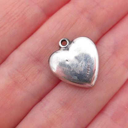 925 Sterling Silver Antique Art Deco Enamel Rose Heart Chatelaine Charm Pendant
