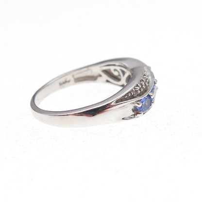 Chuck Clemency 925 Sterling Silver Real Diamond & Tanzanite Ring Size 8.25