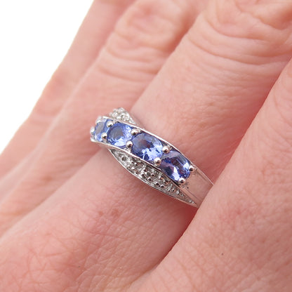 Chuck Clemency 925 Sterling Silver Real Diamond & Tanzanite Ring Size 8.25