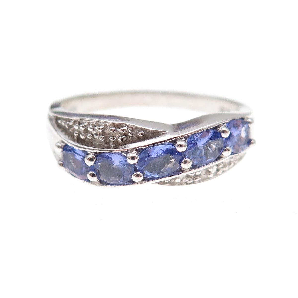 Chuck Clemency 925 Sterling Silver Real Diamond & Tanzanite Ring Size 8.25