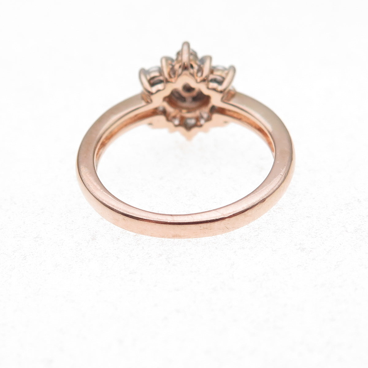 Sun 925 Sterling Silver Gold Plated Real Round-Cut Diamond Floral Ring Size 7