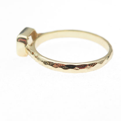 925 Sterling Silver Gold Plated Real Emerald-Cut Citrine Ring Size 8