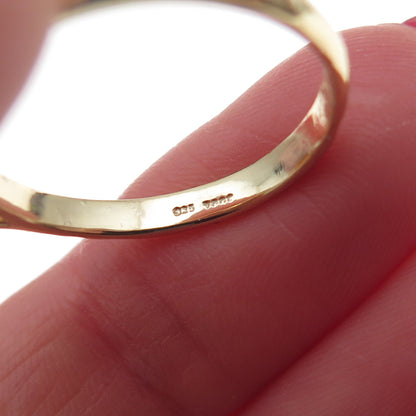 925 Sterling Silver Gold Plated Real Emerald-Cut Citrine Ring Size 8