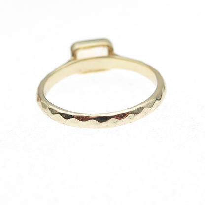 925 Sterling Silver Gold Plated Real Emerald-Cut Citrine Ring Size 8