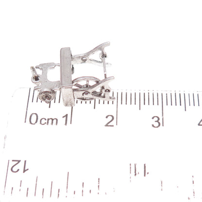 925 Sterling Silver Antique Art Deco Treadle Sewing Machine 3D Charm Pendant