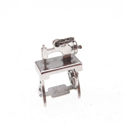 925 Sterling Silver Antique Art Deco Treadle Sewing Machine 3D Charm Pendant