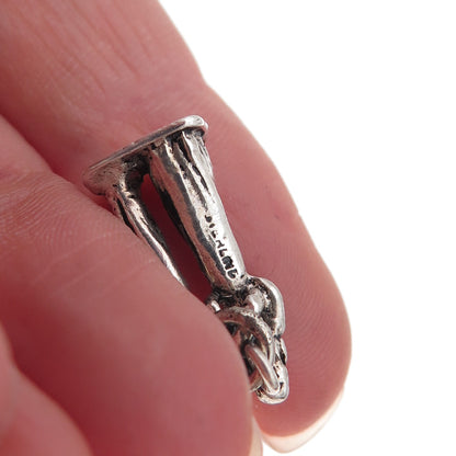 925 Sterling Silver Vintage Bride & Groom Wedding Oxidized 3D Charm Pendant
