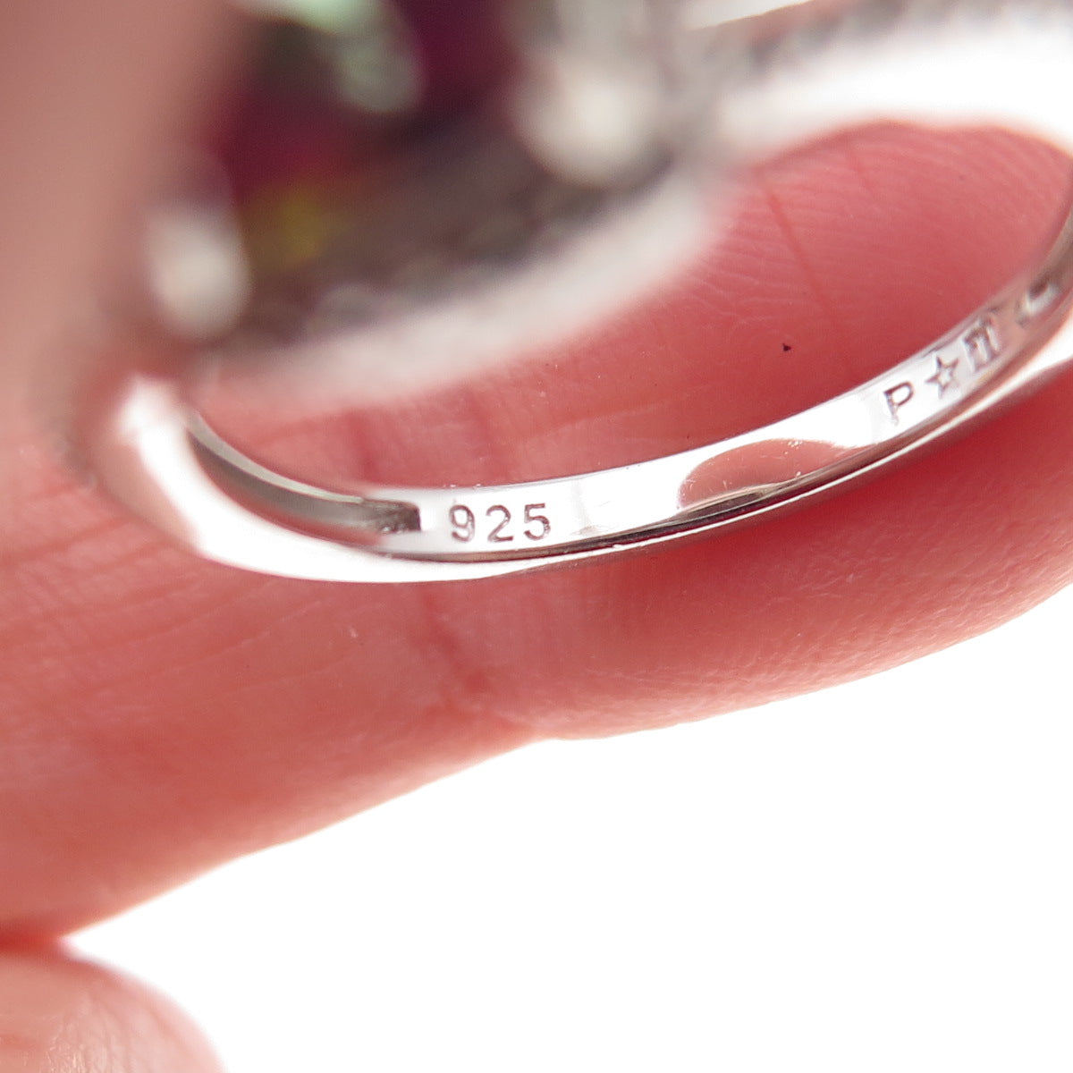 925 Sterling Silver Real Mystic & White Topaz Ring Size 7