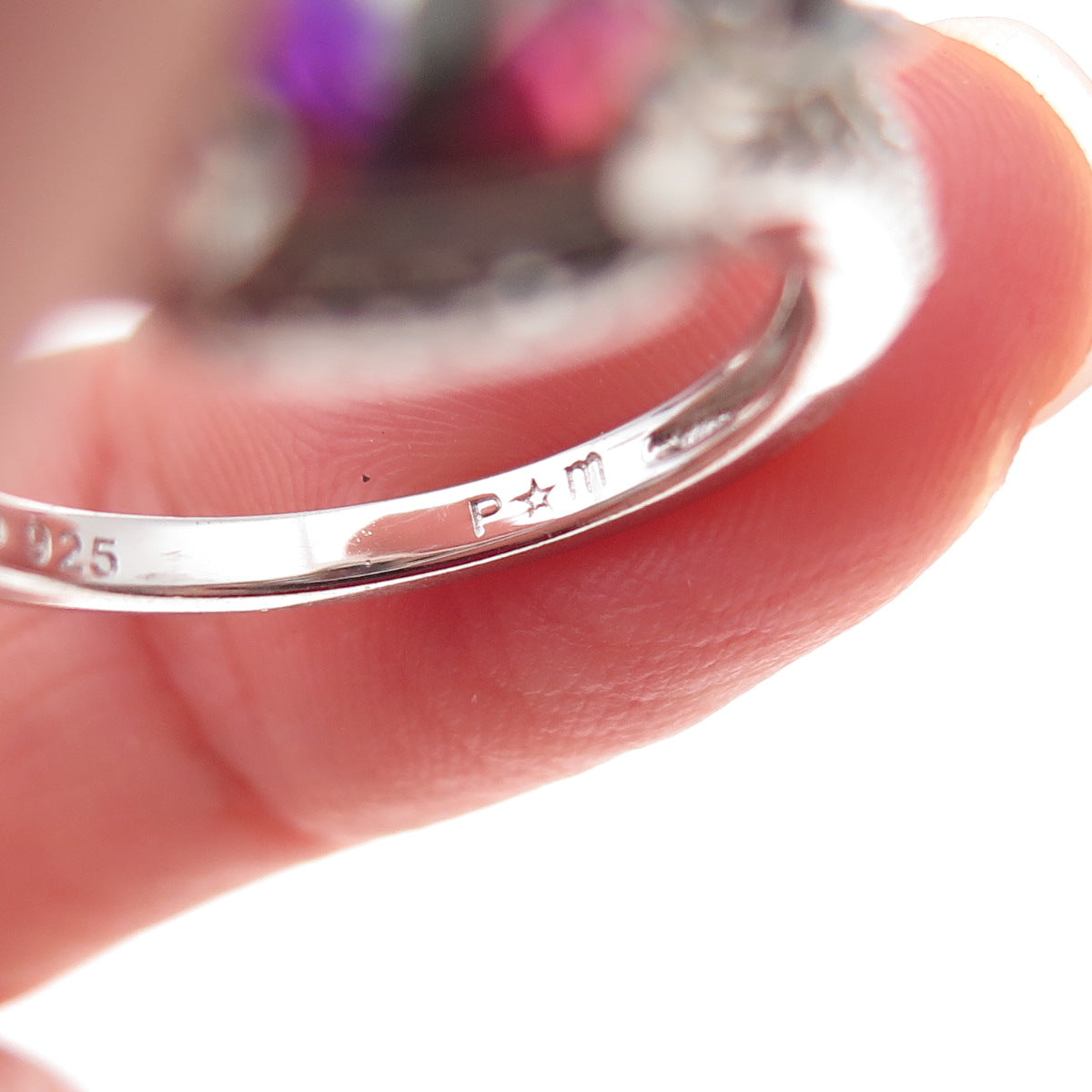 925 Sterling Silver Real Mystic & White Topaz Ring Size 7