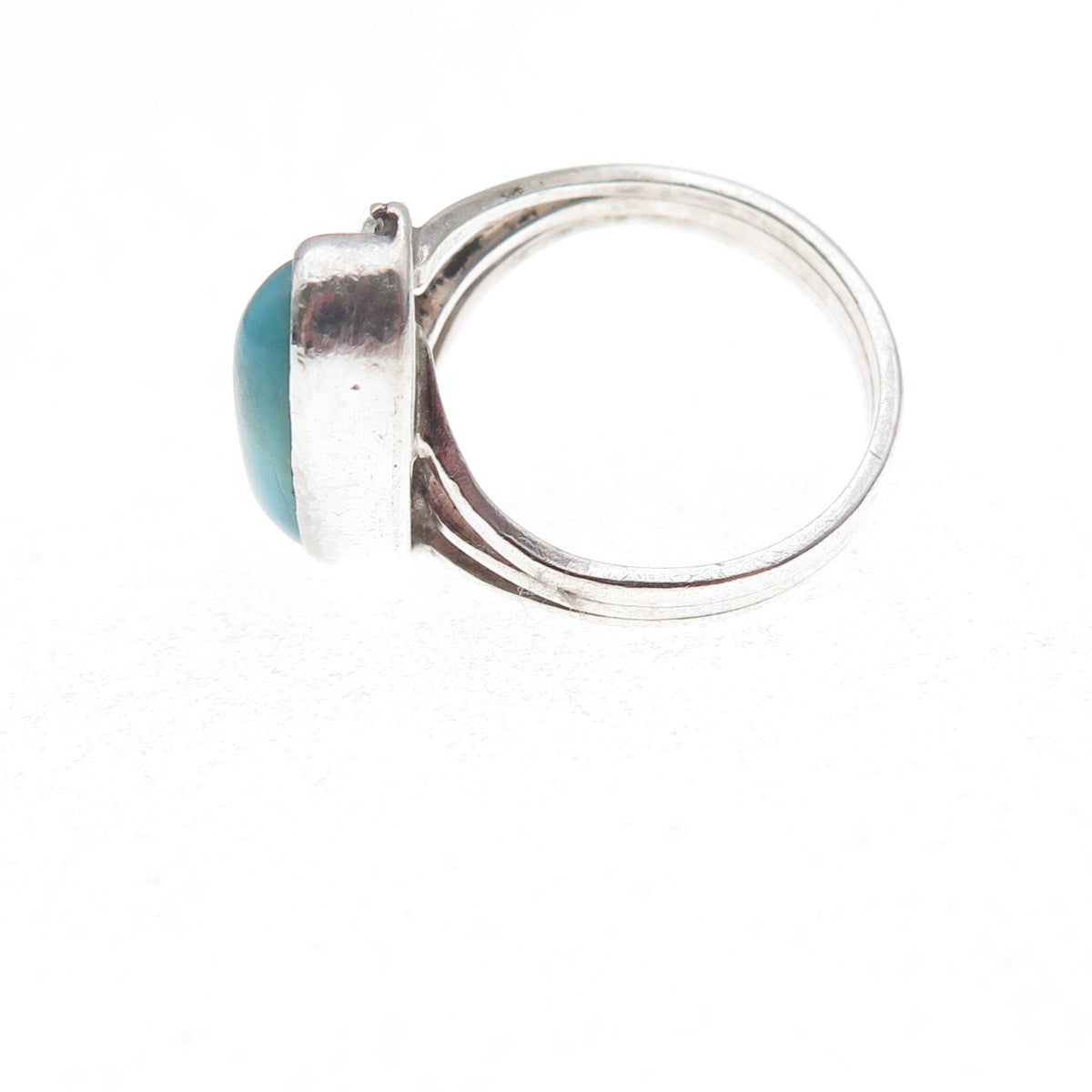 Old Pawn Sterling Silver Vintage Southwestern Turquoise Feather Ring Size 4.5