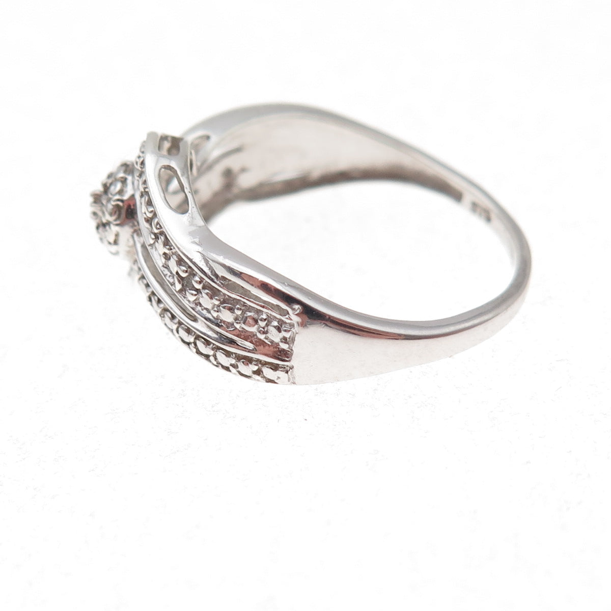 Chuck Clemency 925 Sterling Silver Real Cognac & White Diamond Ring Size 8.25