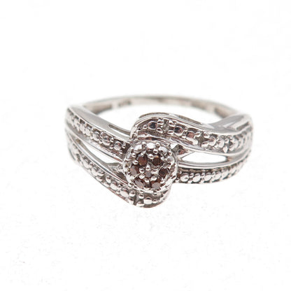 Chuck Clemency 925 Sterling Silver Real Cognac & White Diamond Ring Size 8.25
