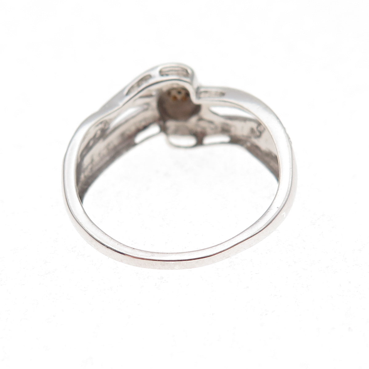 Chuck Clemency 925 Sterling Silver Real Cognac & White Diamond Ring Size 8.25
