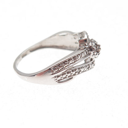 Chuck Clemency 925 Sterling Silver Real Cognac & White Diamond Ring Size 8.25