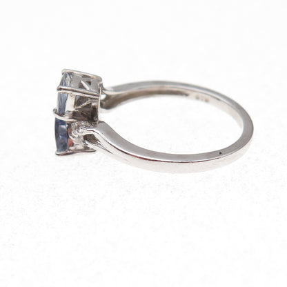Chuck Clemency 925 Sterling Silver Real Tanzanite & White Topaz Ring Size 8