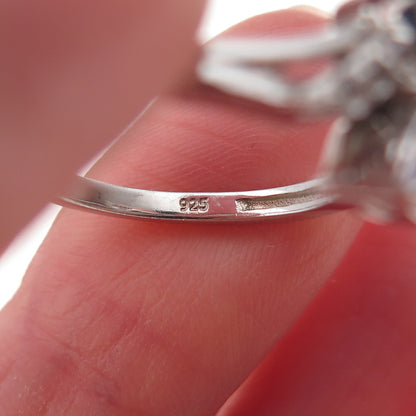Chuck Clemency 925 Sterling Silver Real Tanzanite & White Topaz Ring Size 8
