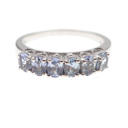 Chuck Clemency 925 Sterling Silver Real Oval-Cut Tanzanite Ring Size 8.25