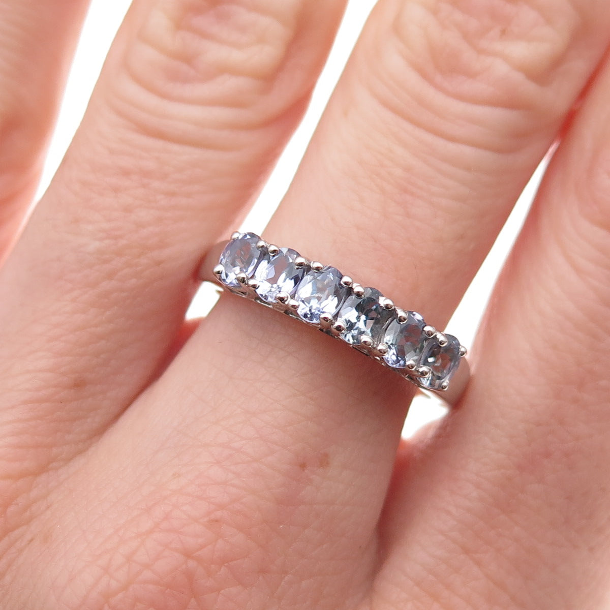 Chuck Clemency 925 Sterling Silver Real Oval-Cut Tanzanite Ring Size 8.25