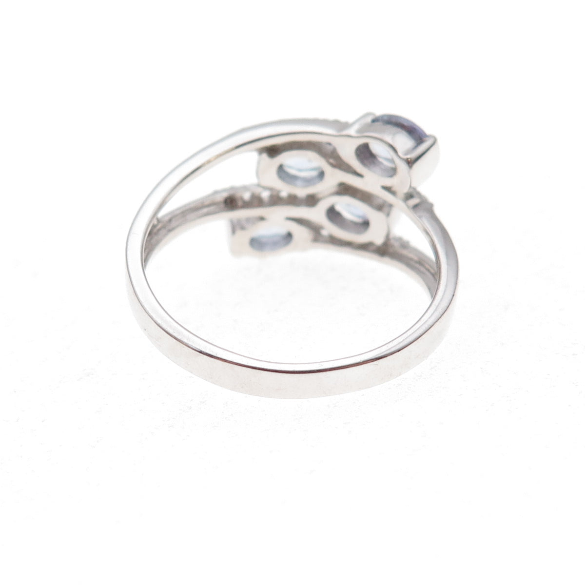 925 Sterling Silver Real Tanzanite & White Topaz Bypass Ring Size 8