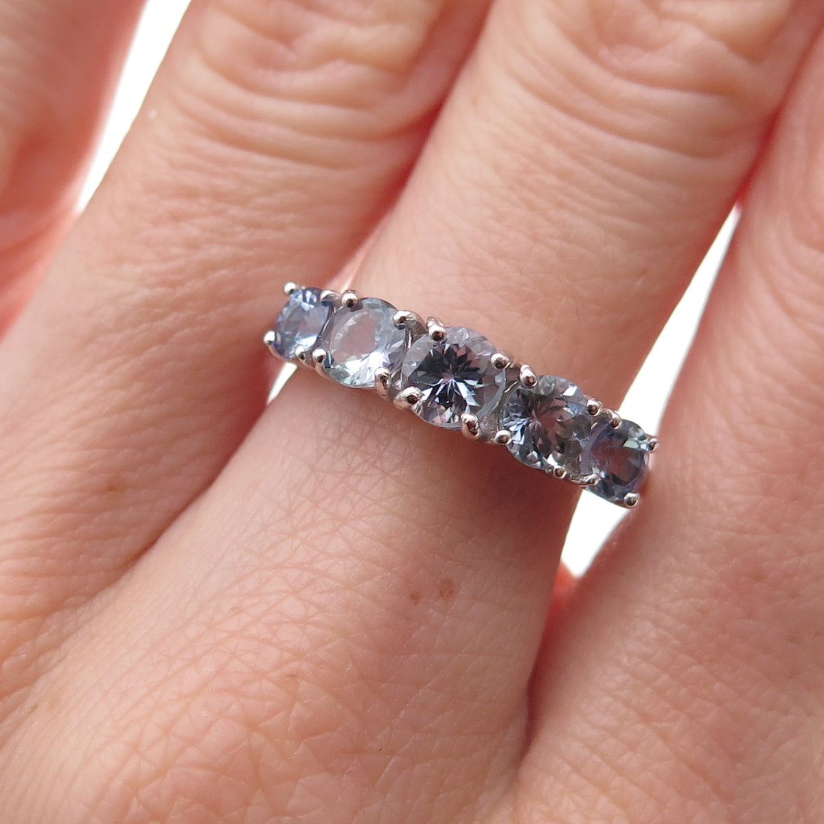 Chuck Clemency 925 Sterling Silver Real Round-Cut Tanzanite Ring Size 8.25