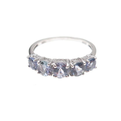 Chuck Clemency 925 Sterling Silver Real Round-Cut Tanzanite Ring Size 8.25