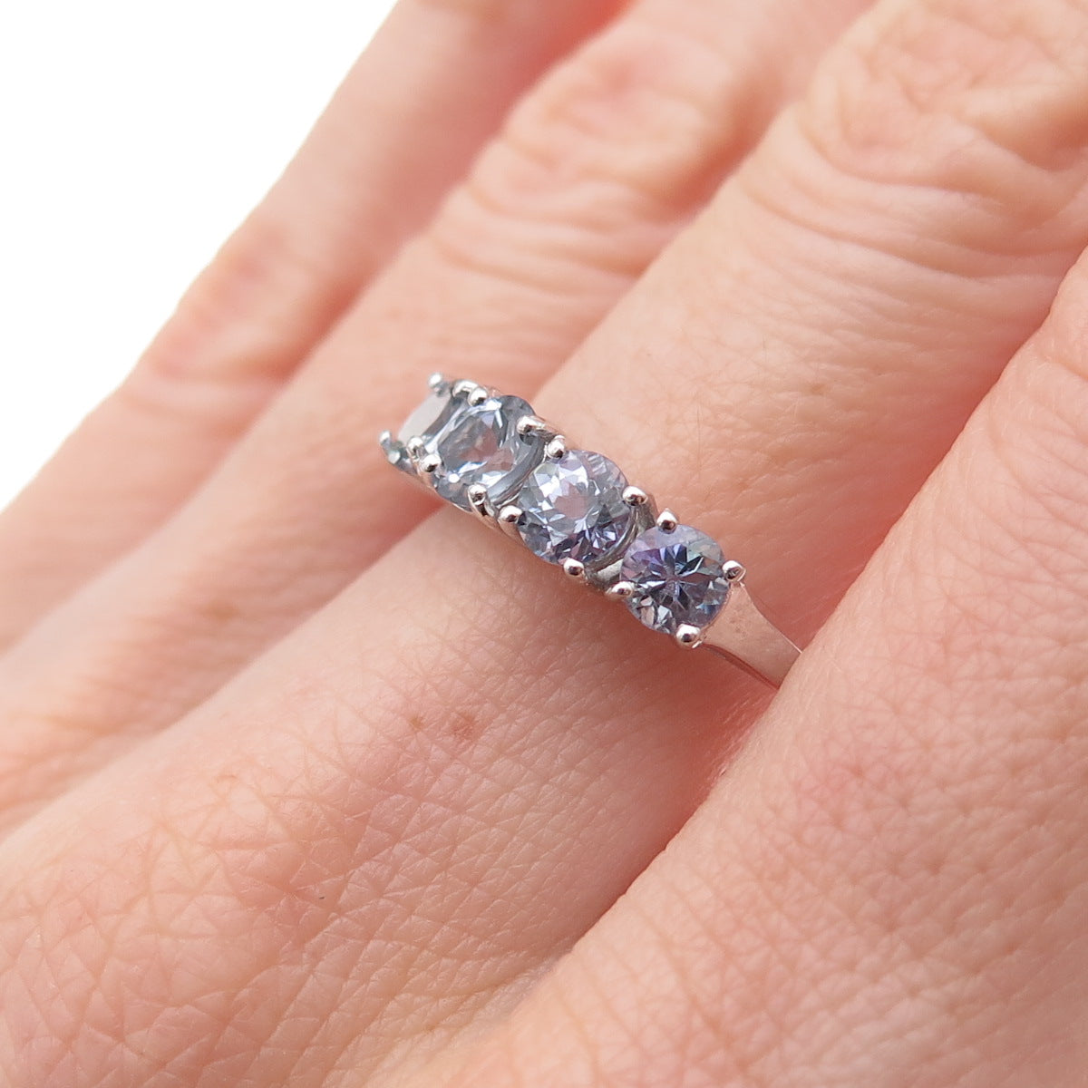 Chuck Clemency 925 Sterling Silver Real Round-Cut Tanzanite Ring Size 8.25