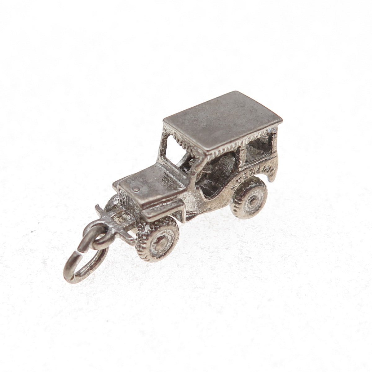 925 Sterling Silver Antique WWII Military Jeep Oxidized 3D Charm Pendant
