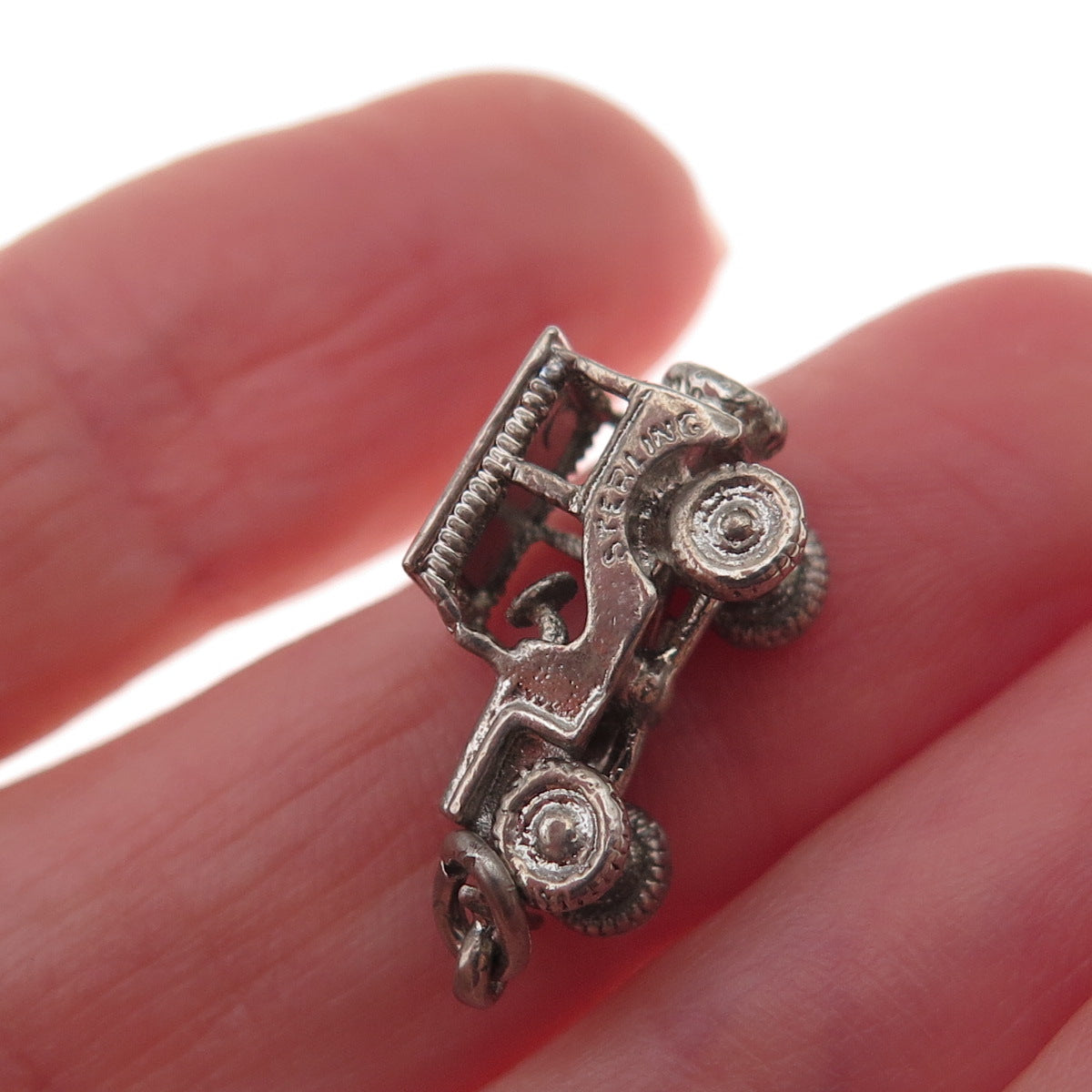 925 Sterling Silver Antique WWII Military Jeep Oxidized 3D Charm Pendant