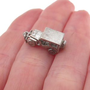 925 Sterling Silver Antique WWII Military Jeep Oxidized 3D Charm Pendant