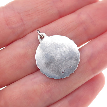 925 Sterling Silver Vintage Taurus Zodiac Sign Oxidized Charm Pendant