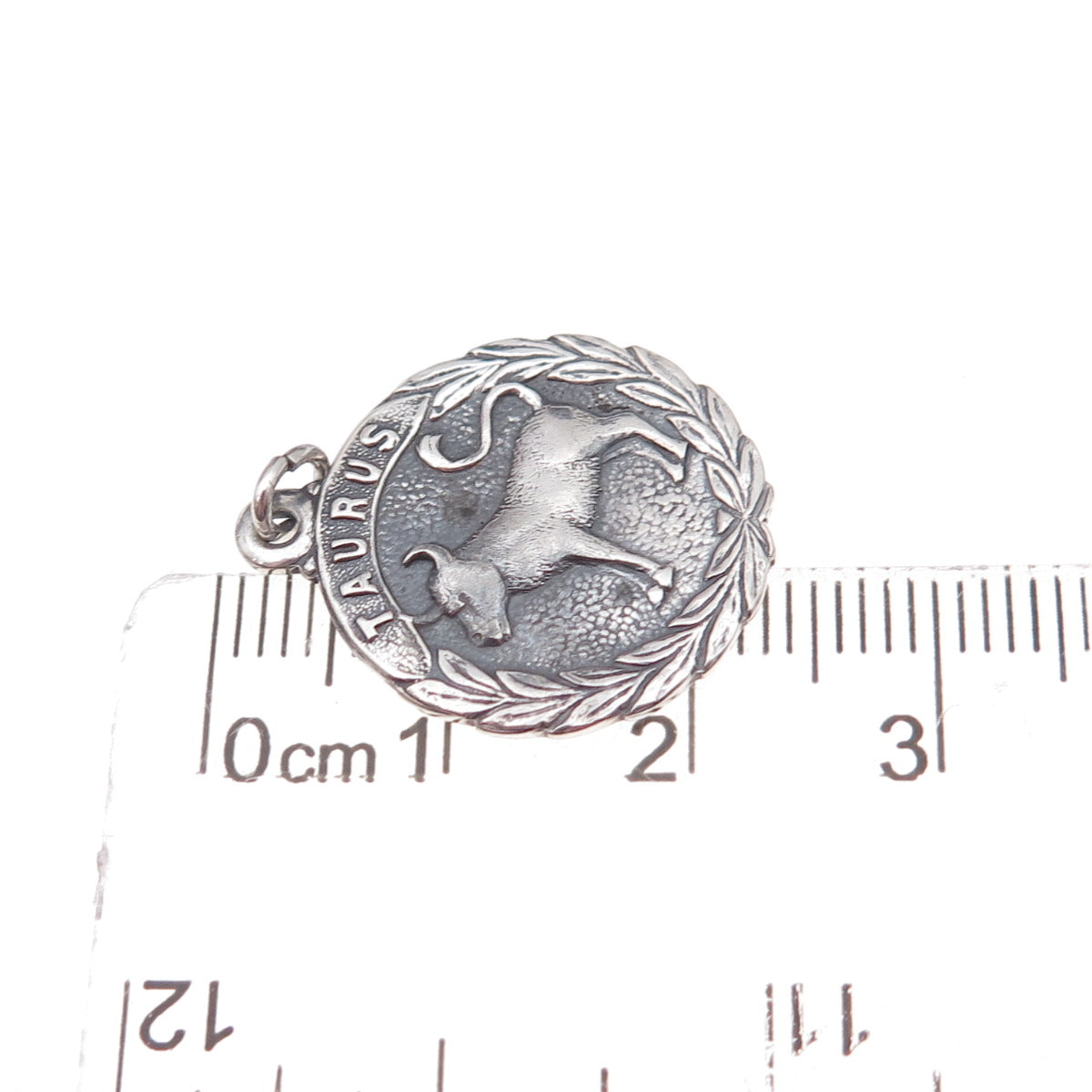 925 Sterling Silver Vintage Taurus Zodiac Sign Oxidized Charm Pendant