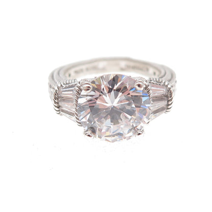 Judith Ripka 925 Sterling Silver C Z Engagement Ring Size 5