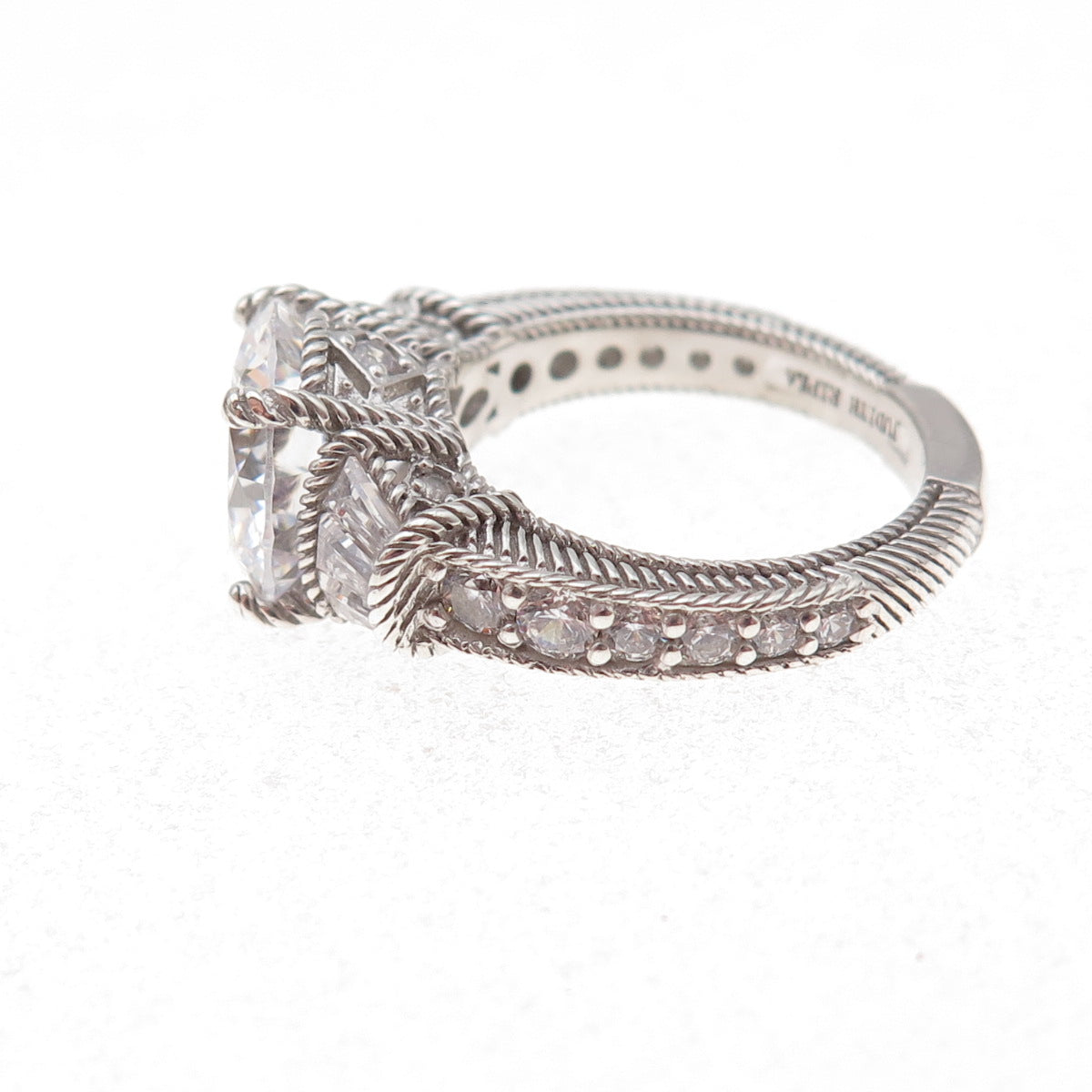 Judith Ripka 925 Sterling Silver C Z Engagement Ring Size 5