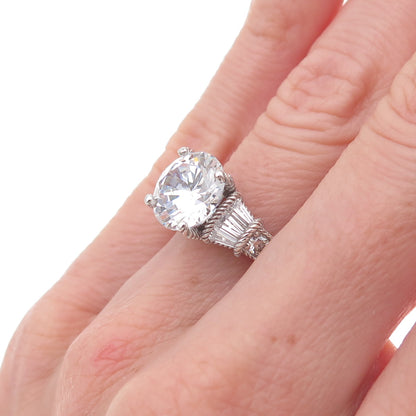 Judith Ripka 925 Sterling Silver C Z Engagement Ring Size 5