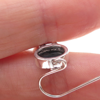 925 Sterling Silver Vintage Real Black Onyx Dangle Earrings