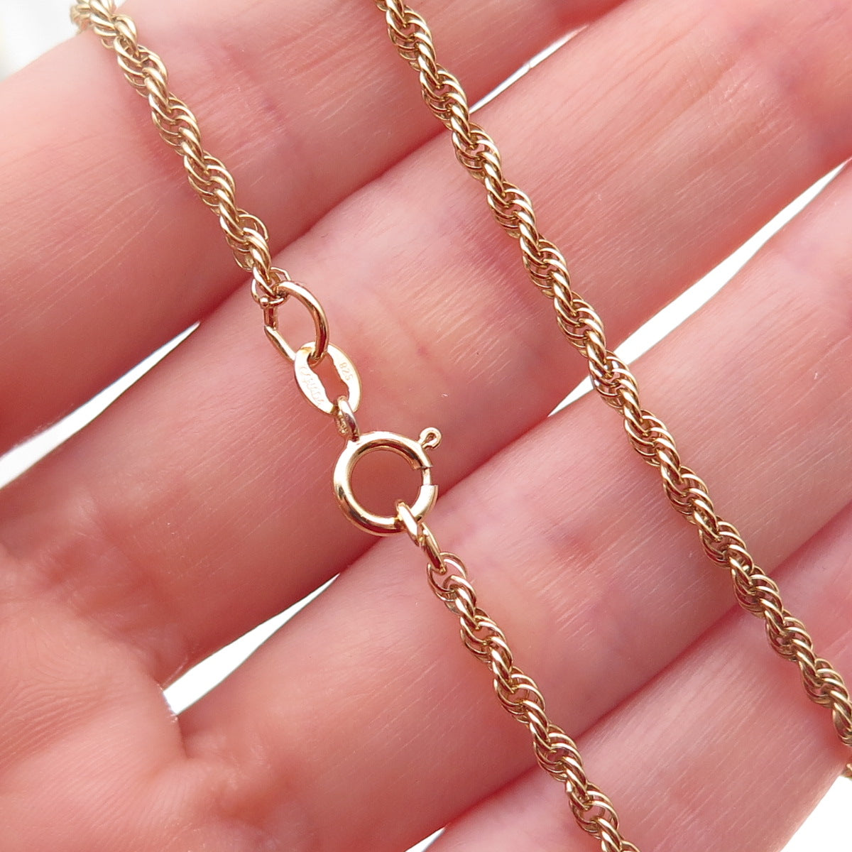 925 Sterling Silver Gold Plated Vintage Canada Twisted Rope Chain Necklace 24"