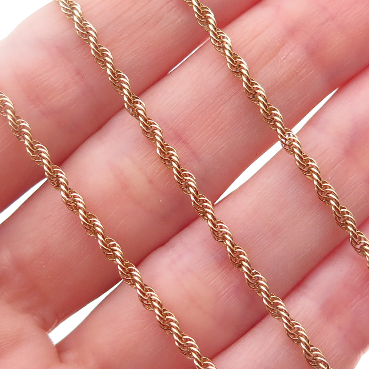 925 Sterling Silver Gold Plated Vintage Canada Twisted Rope Chain Necklace 24"