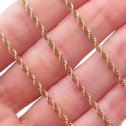 925 Sterling Silver Gold Plated Vintage Canada Twisted Rope Chain Necklace 24"