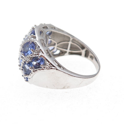 Chuck Clemency 925 Sterling Silver Real Diamond & Tanzanite Ring Size 8