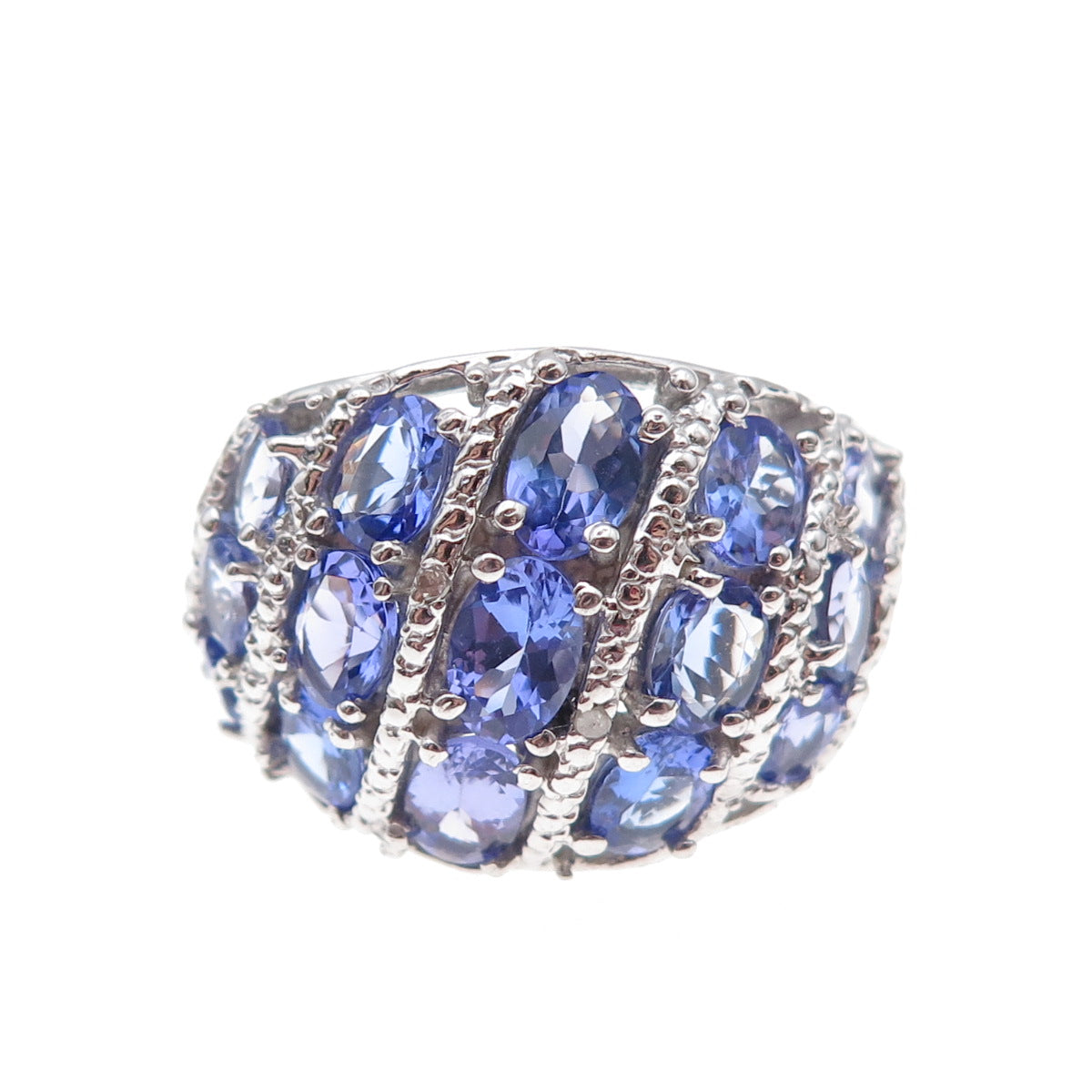 Chuck Clemency 925 Sterling Silver Real Diamond & Tanzanite Ring Size 8